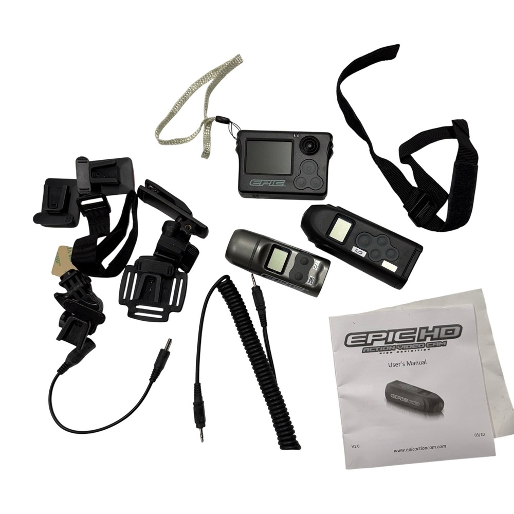 Epic HD Action Video Cam Bundle with Viewer Screen and Mounting Accessories